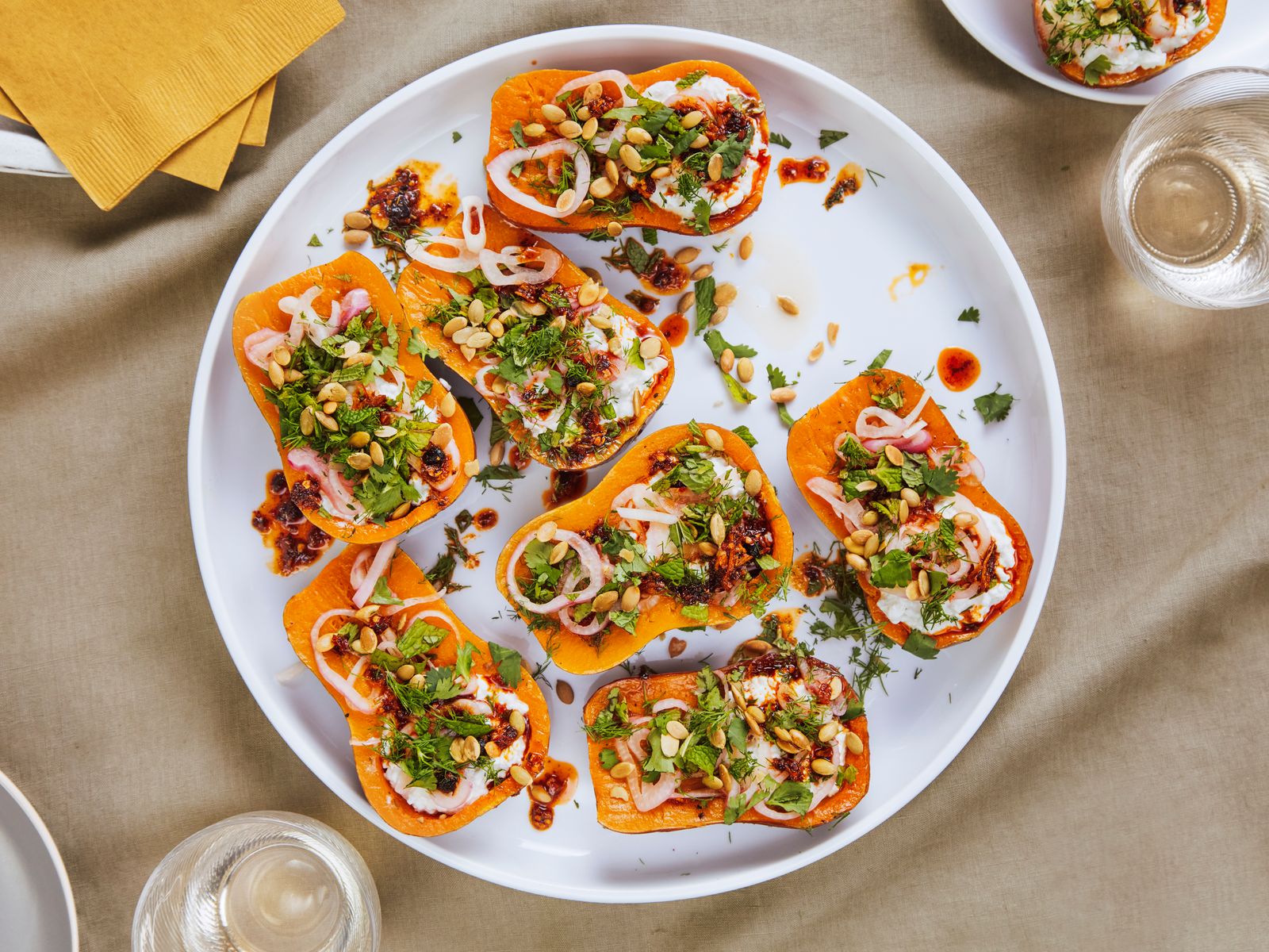 Roasted Honeynut Squash With Cottage Cheese and Chili Crisp