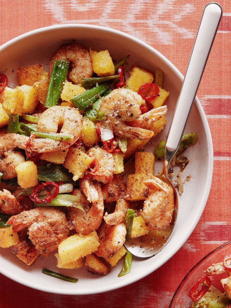 Salt-and-Pepper Shrimp With Crispy Polenta